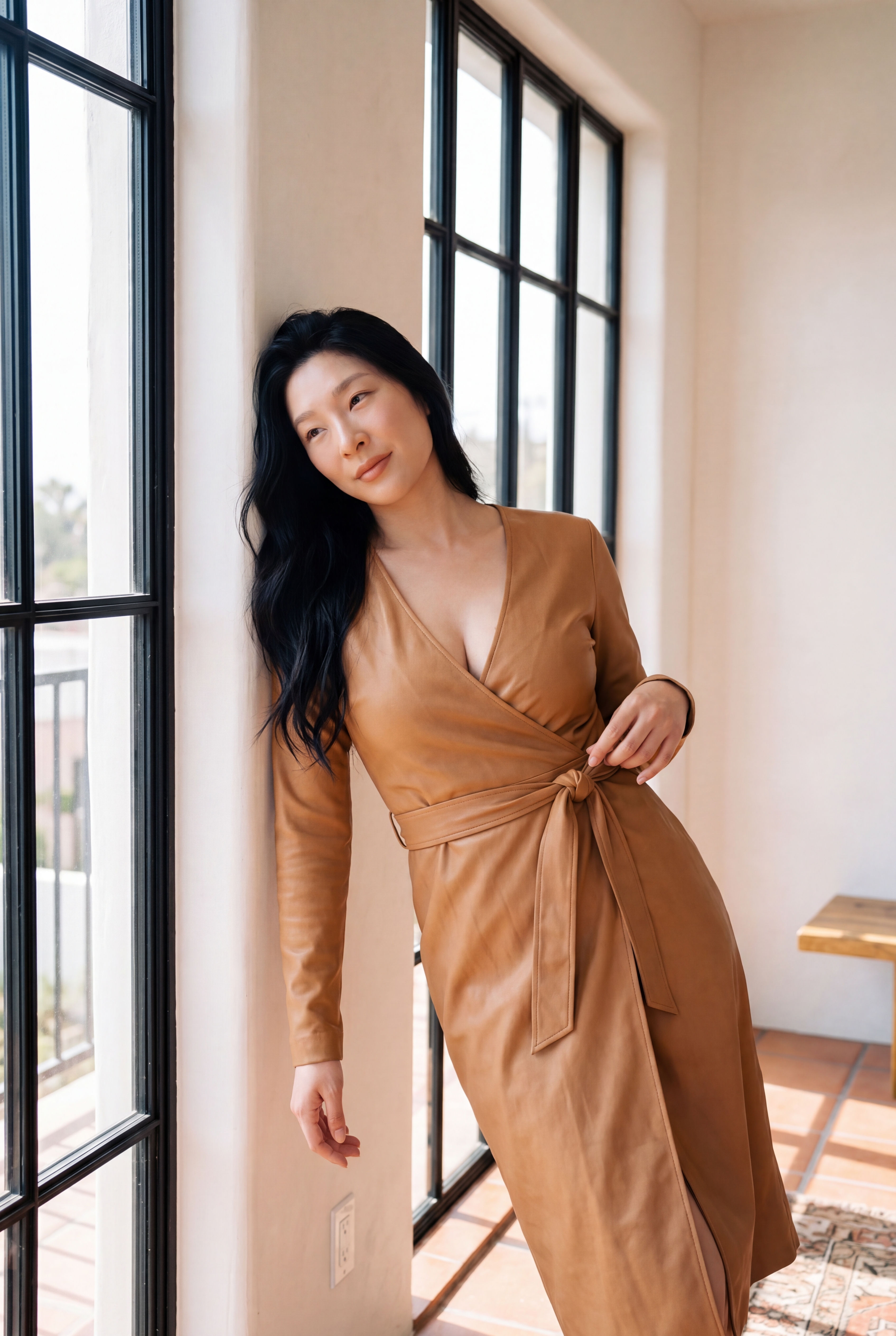 Miki — leaning against wall